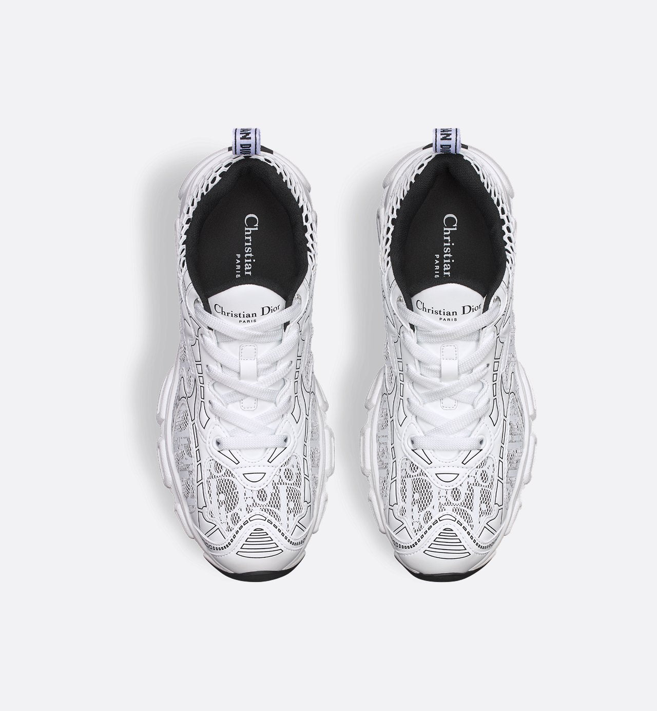 Dior Vibe Sneaker
White Mesh Printed with Dior Oblique Motif and White and Black Leather-Effect Panels