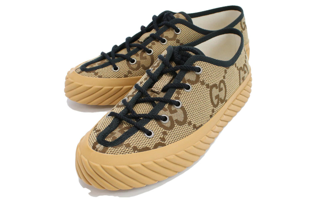 GucciMaxi GG Lace-Up Sneakers 'Beige Black'
