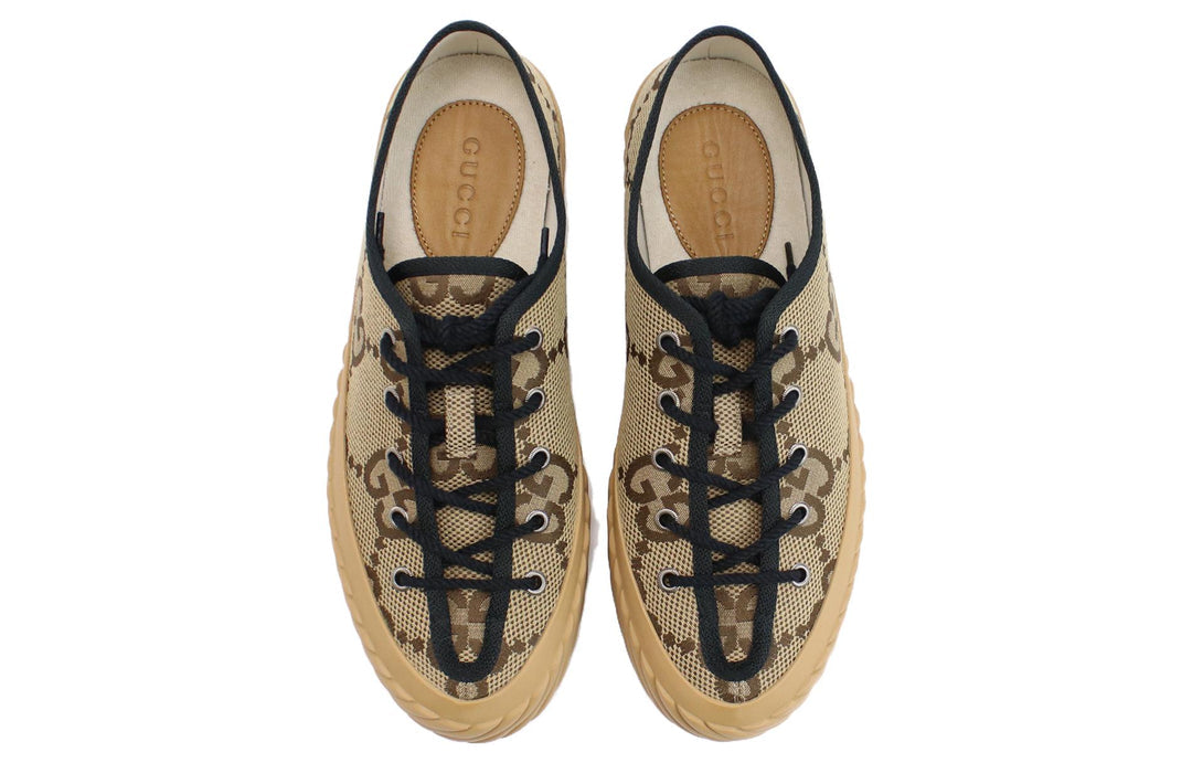 GucciMaxi GG Lace-Up Sneakers 'Beige Black'