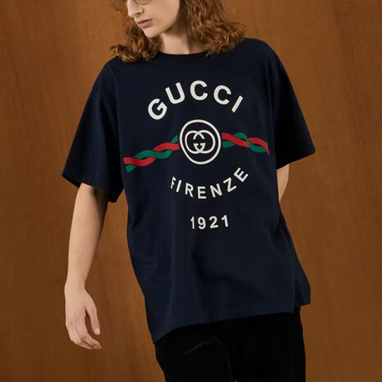 GucciFirenze Print Tee 'Navy