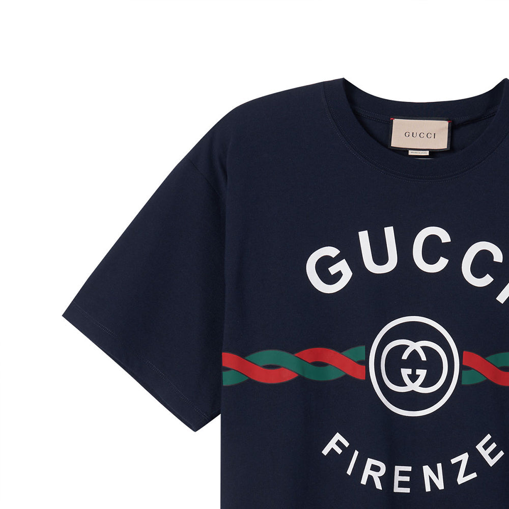 GucciFirenze Print Tee 'Navy