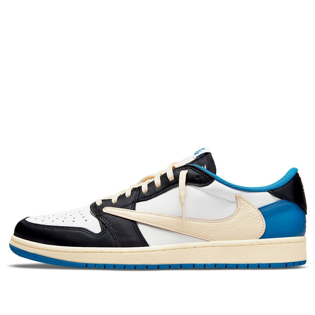 Air Jordan1 Retro Low x Fragment Design x Travis Scott x 'Sail Black Military Blue