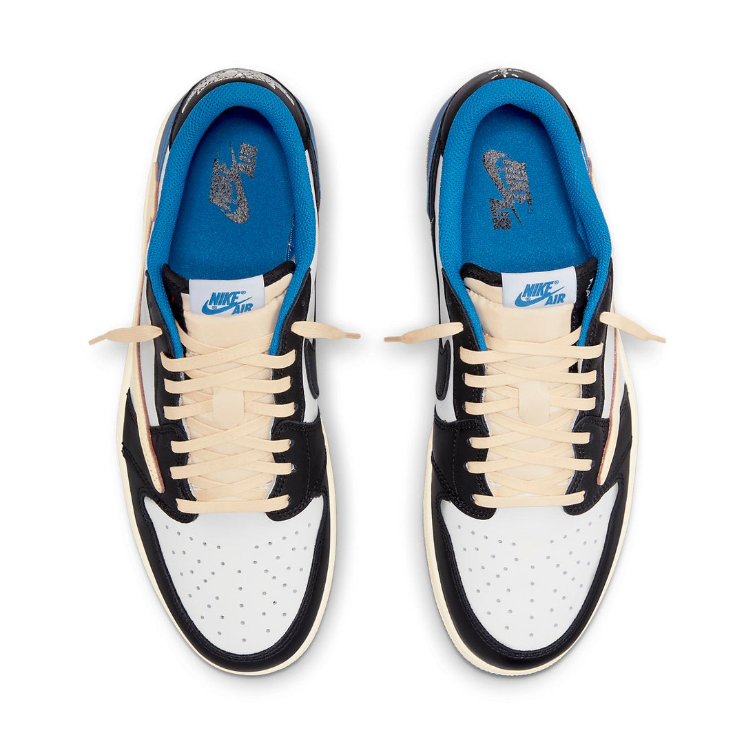 Air Jordan1 Retro Low x Fragment Design x Travis Scott x 'Sail Black Military Blue